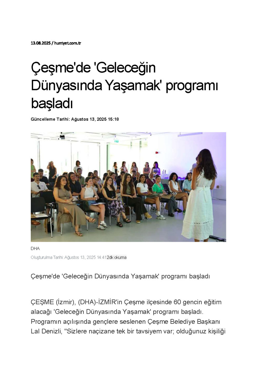 Çeşme'de 'Geleceğin Dünyasında Yaşamak' Programı Başladı
