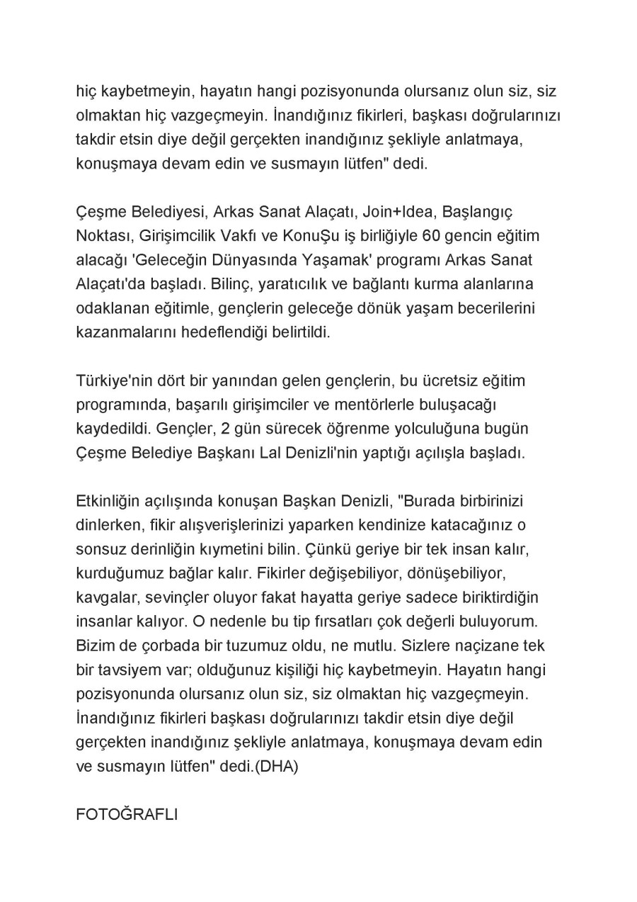 Çeşme'de 'Geleceğin Dünyasında Yaşamak' Programı Başladı