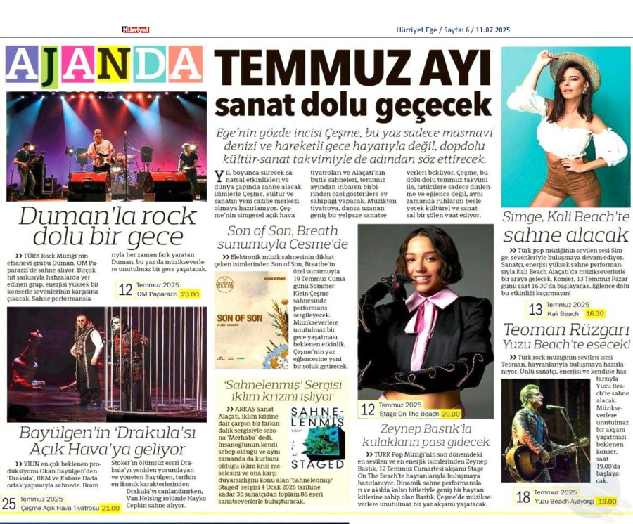 Temmuz Ayı Sanat Dolu Geçecek