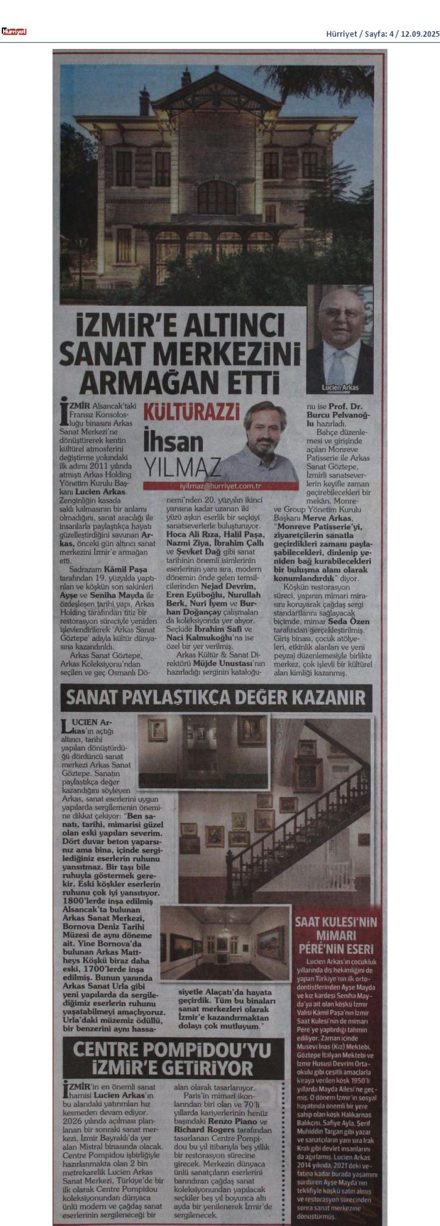 İzmir'e Altıncı Sanat Merkezini Armağan Etti