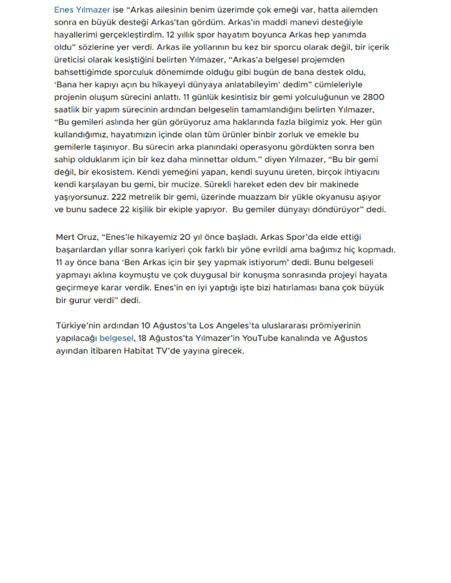 Arkas Line ve Enes Yılmazer’den Atlantik’in Kalbine Yolculuk