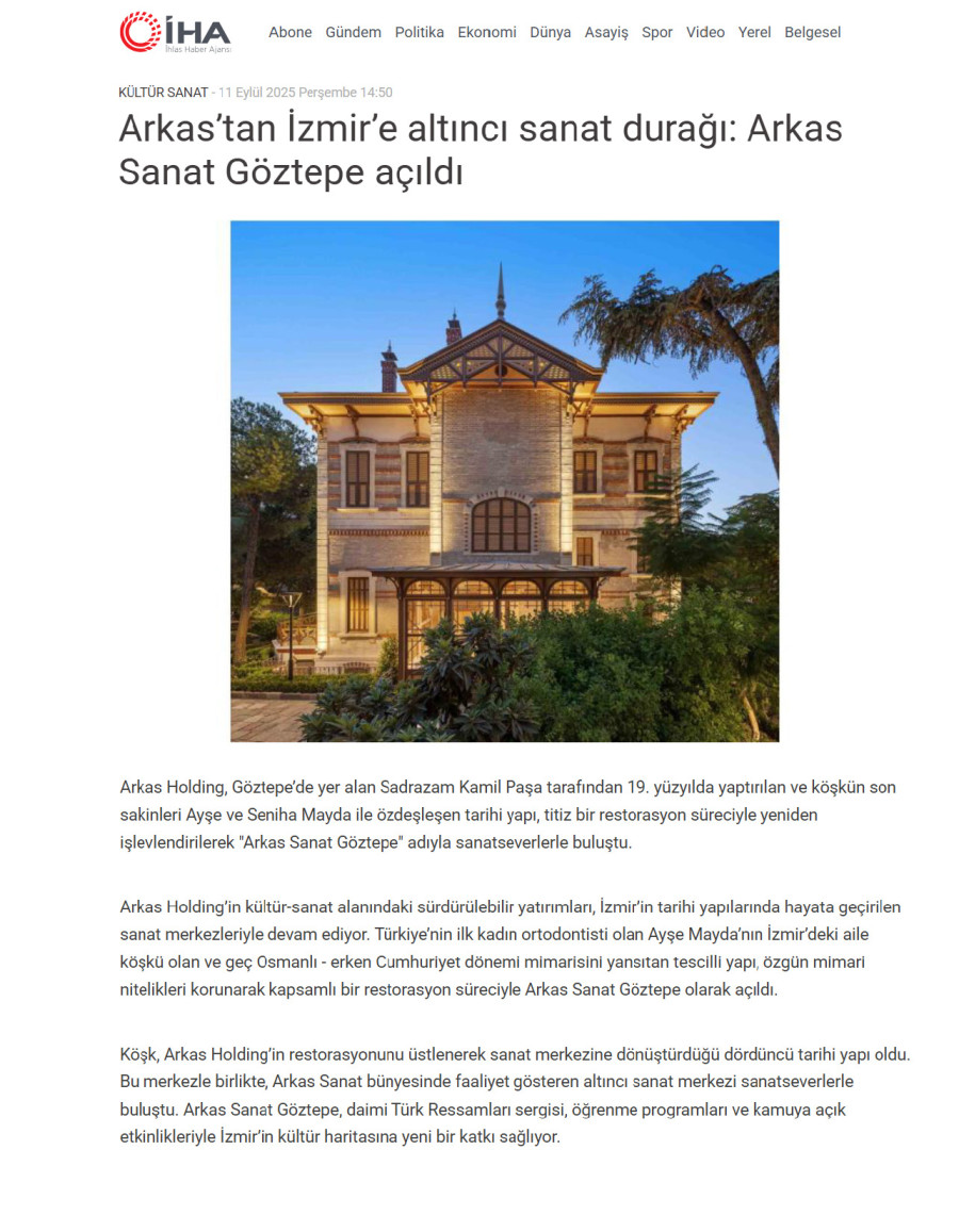 Arkas'tan İzmir'e Altıncı Sanat Durağı