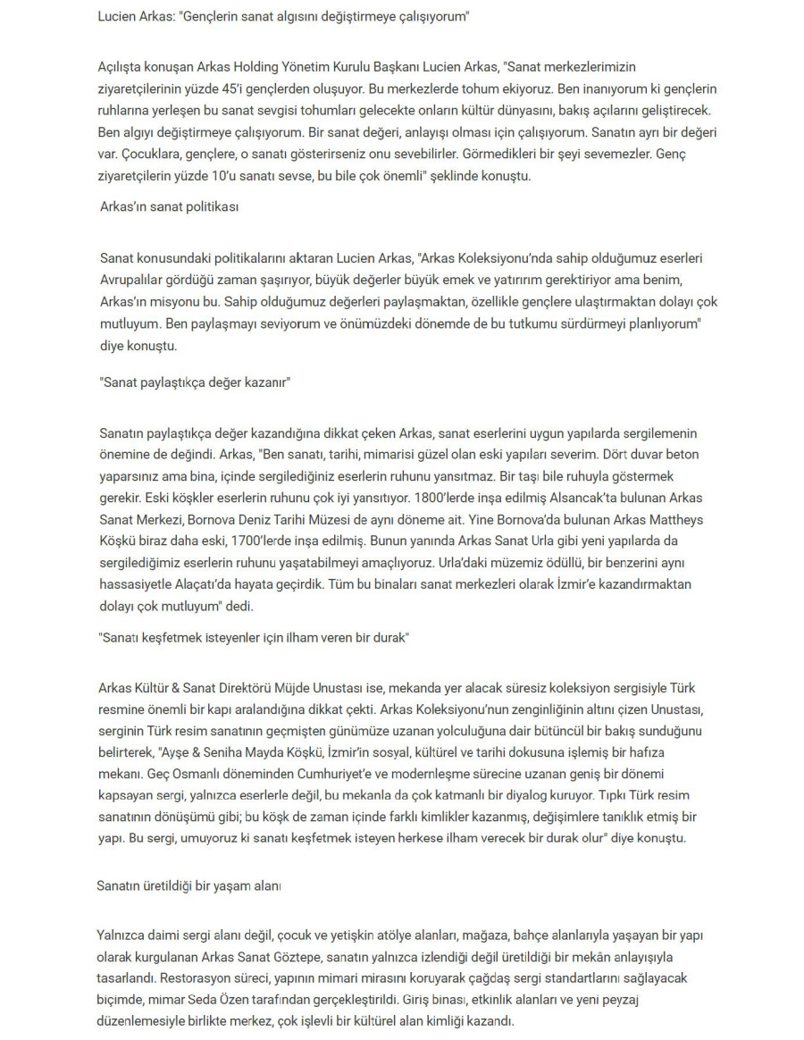 Arkas'tan İzmir'e Altıncı Sanat Durağı