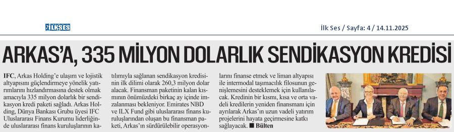 Arkas'a 335 Milyon Dolarlık Sendikasyon Kredisi