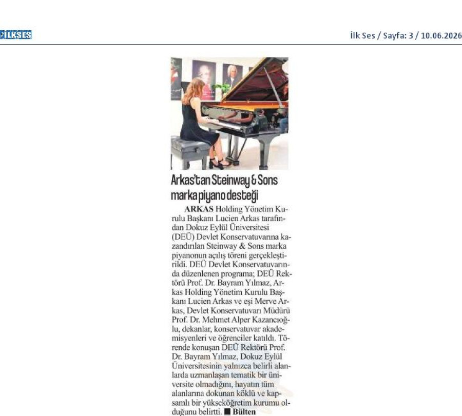 Arkas'tan Steinway & Sons Marka Piyano Desteği