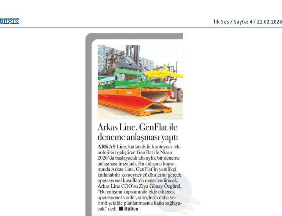 Arkas Line, Gen Flat İle Deneme Anlaşması Yaptı