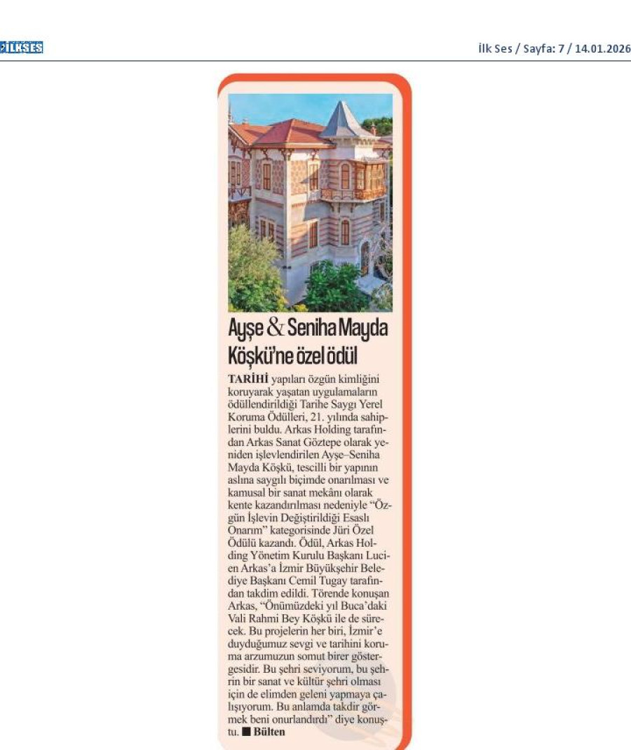 Ayşe & Seniha Mayda Köşkü'ne Özel Ödül