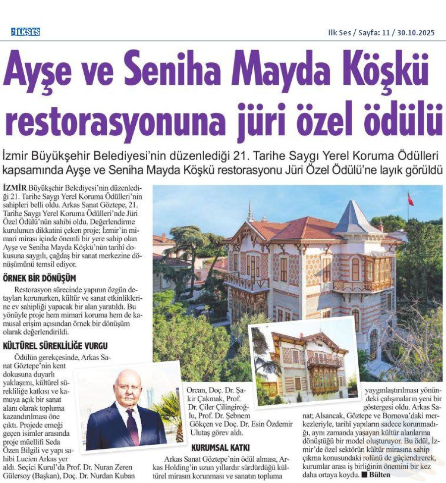 Ayşe ve Seniha Mayda Köşkü Restorasyonu'na Jüri Özel Ödülü