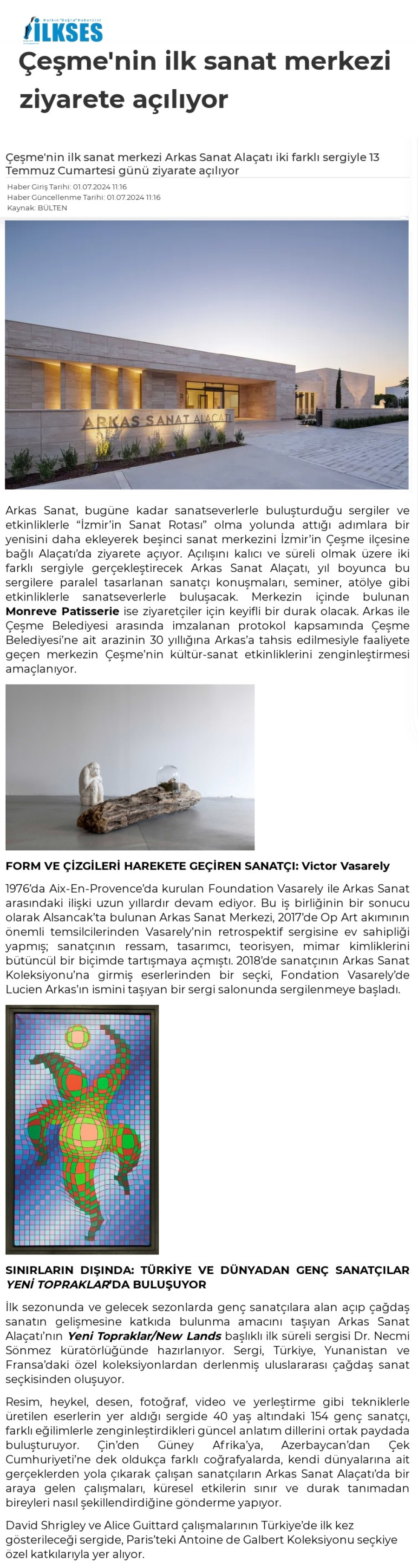 Çeşme'nin ilk sanat merkezi ziyarete açılıyor