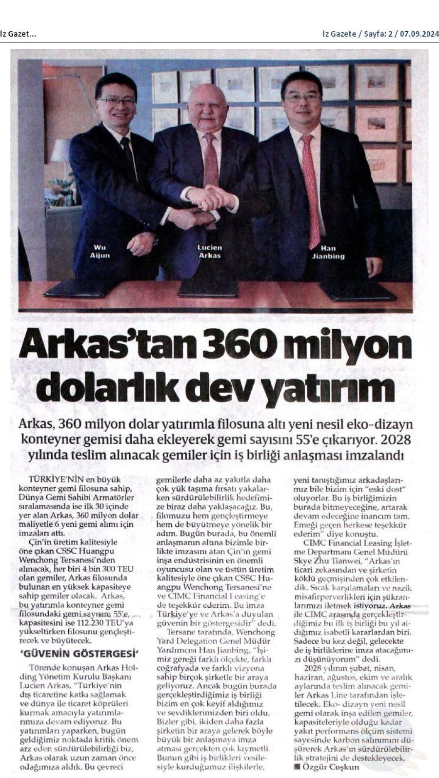 Arkas'tan 360  Milyon Dolarlık Dev Yatırım