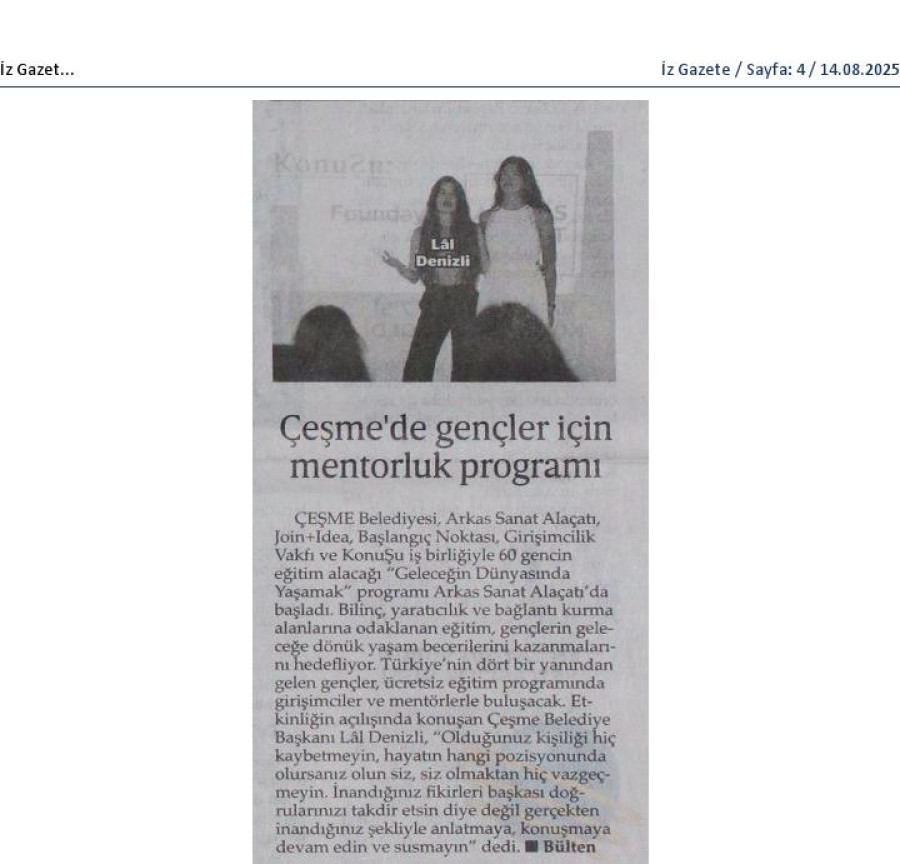 Çeşme'de Gençler İçin Mentorluk Programı