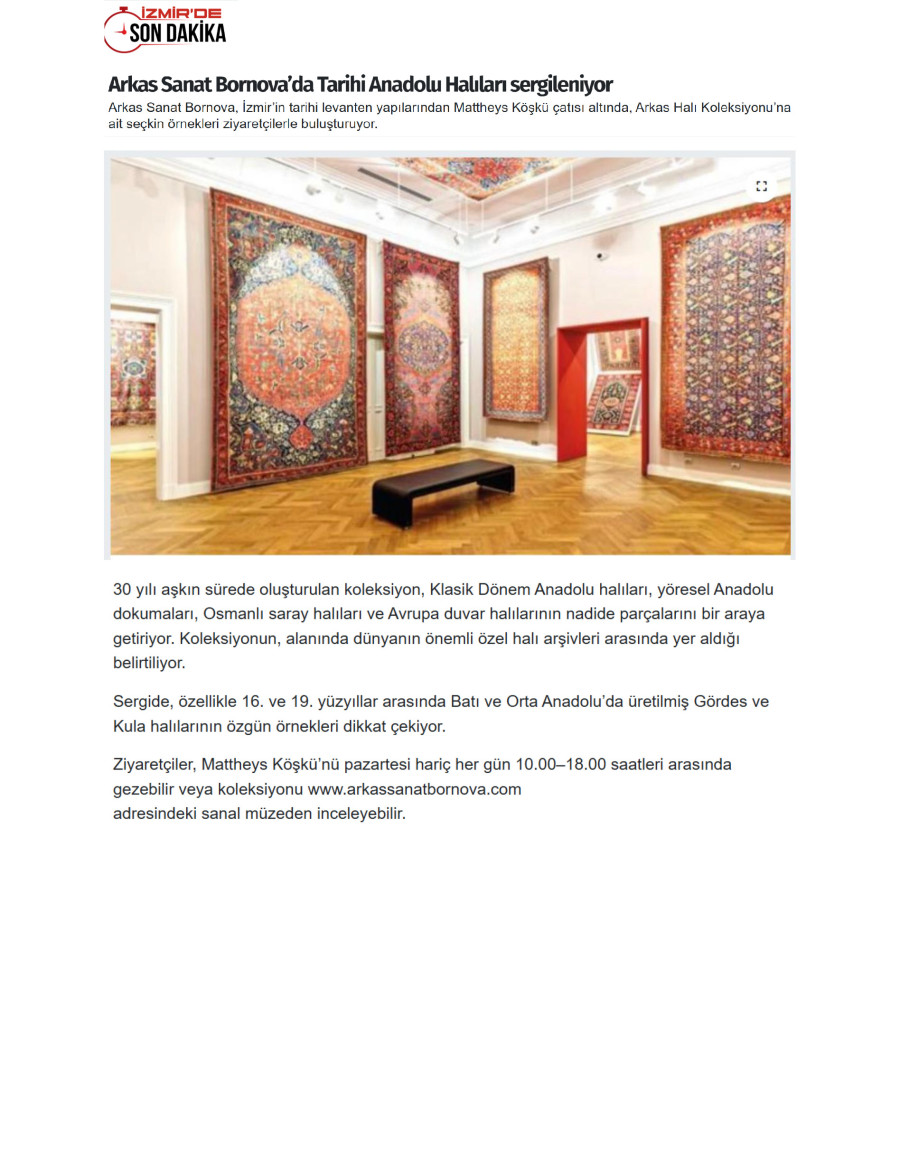 Arkas Sanat Bornova’da Tarihi Anadolu Halıları Sergileniyor