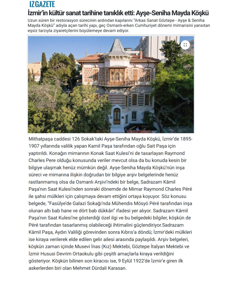 İzmir’in Kültür Sanat Tarihine Tanıklık Etti: Ayşe-Seniha Mayda Köşkü