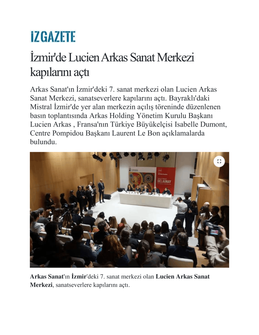 İzmir'de Lucien Arkas Sanat Merkezi Kapılarını Açtı