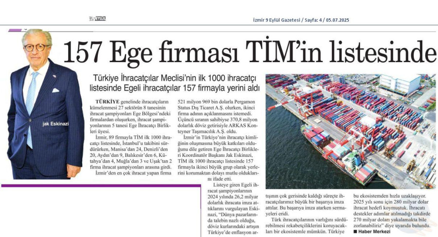 157 Ege Firması TİM'in Listesinde