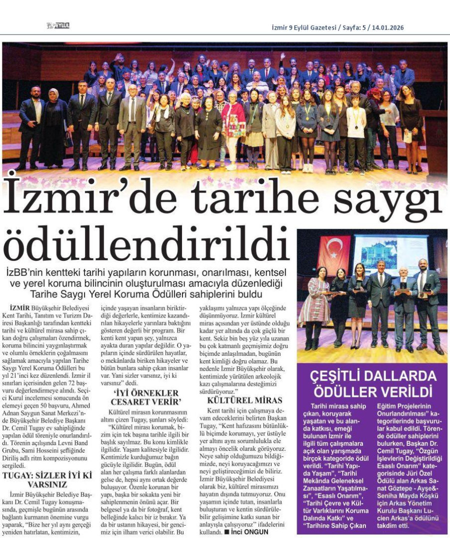 İzmir'de Tarihe Saygı Ödüllendirildi