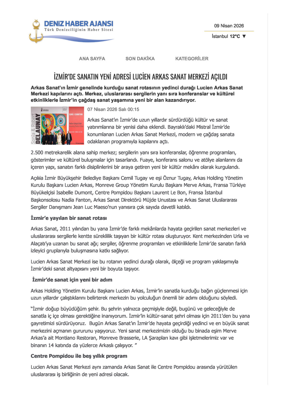 İzmir'de Sanatın Yeni Adresi: Lucien Arkas Sanat Merkezi Açıldı