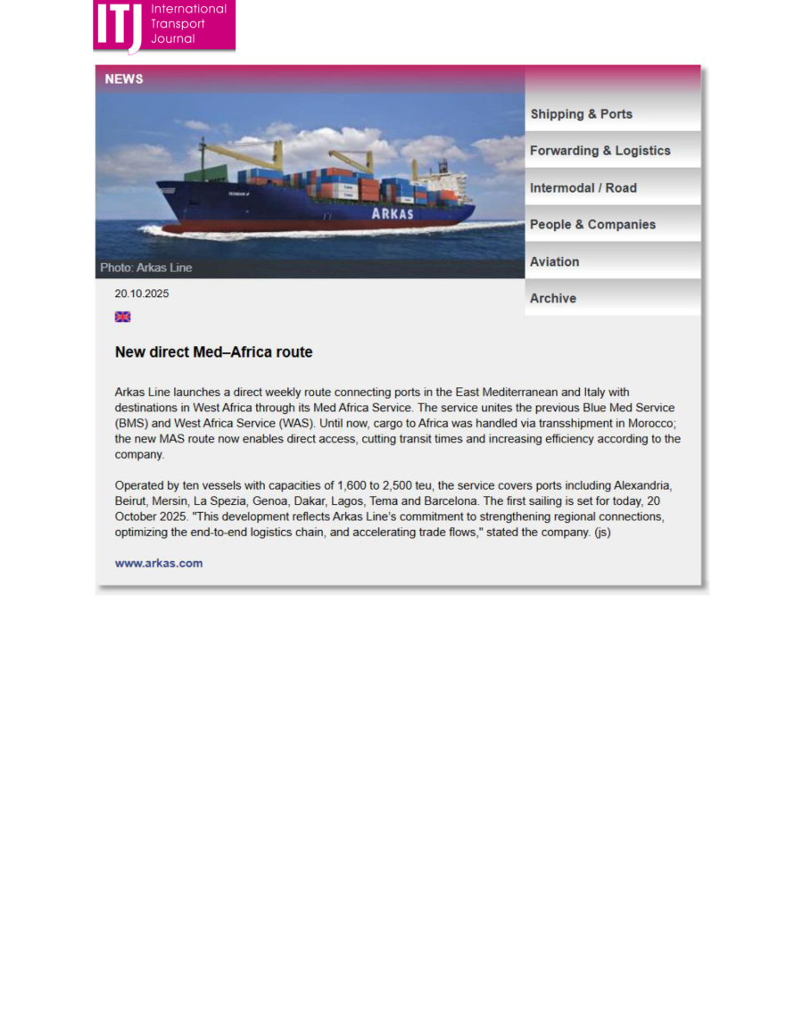 New Direct Med–Africa Route