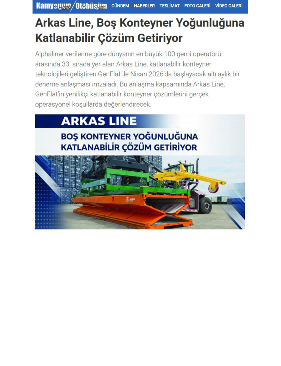 Arkas Line, Boş Konteyner Yoğunluğuna Katlanabilir Çözüm Getiriyor