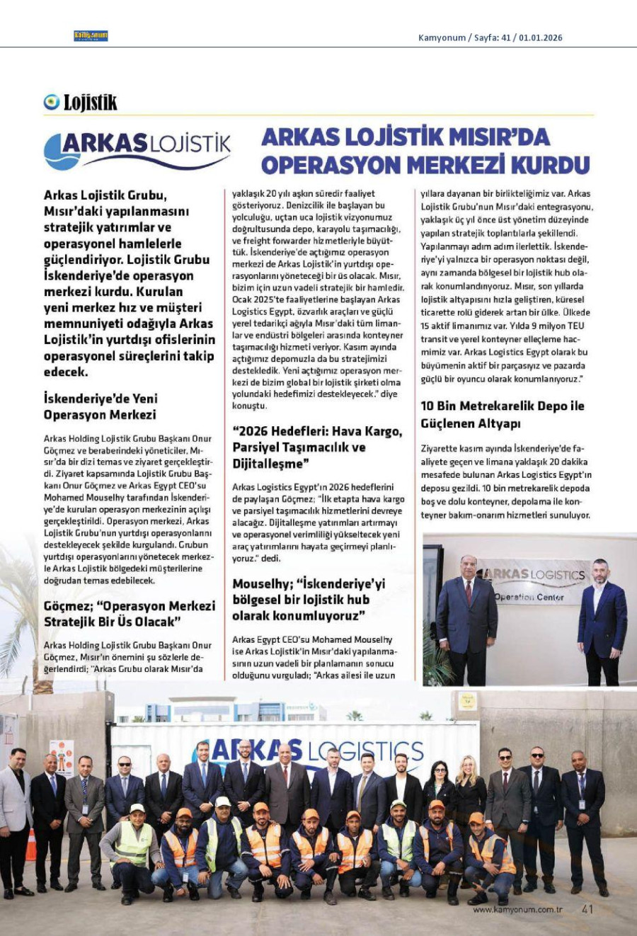 Arkas Lojistik Mısır'da Operasyon Merkezi Kurdu