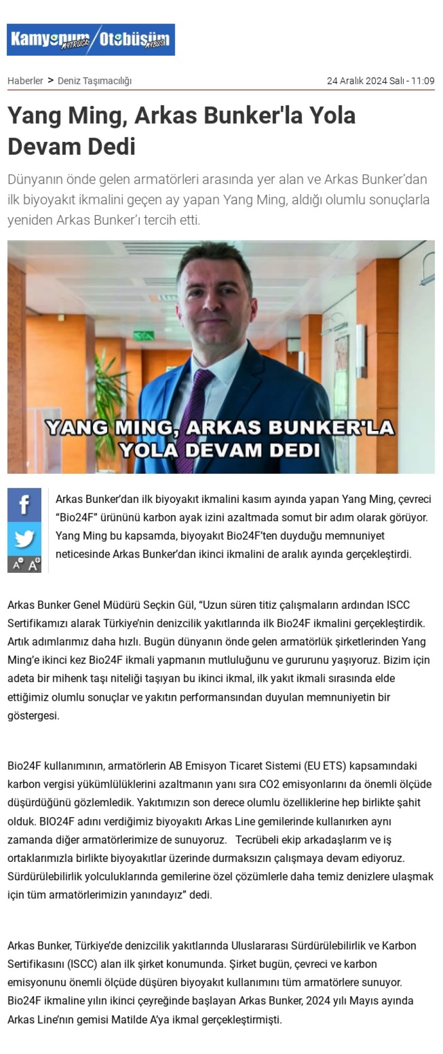 Yang Ming, Arkas Bunker'la yola devam dedi