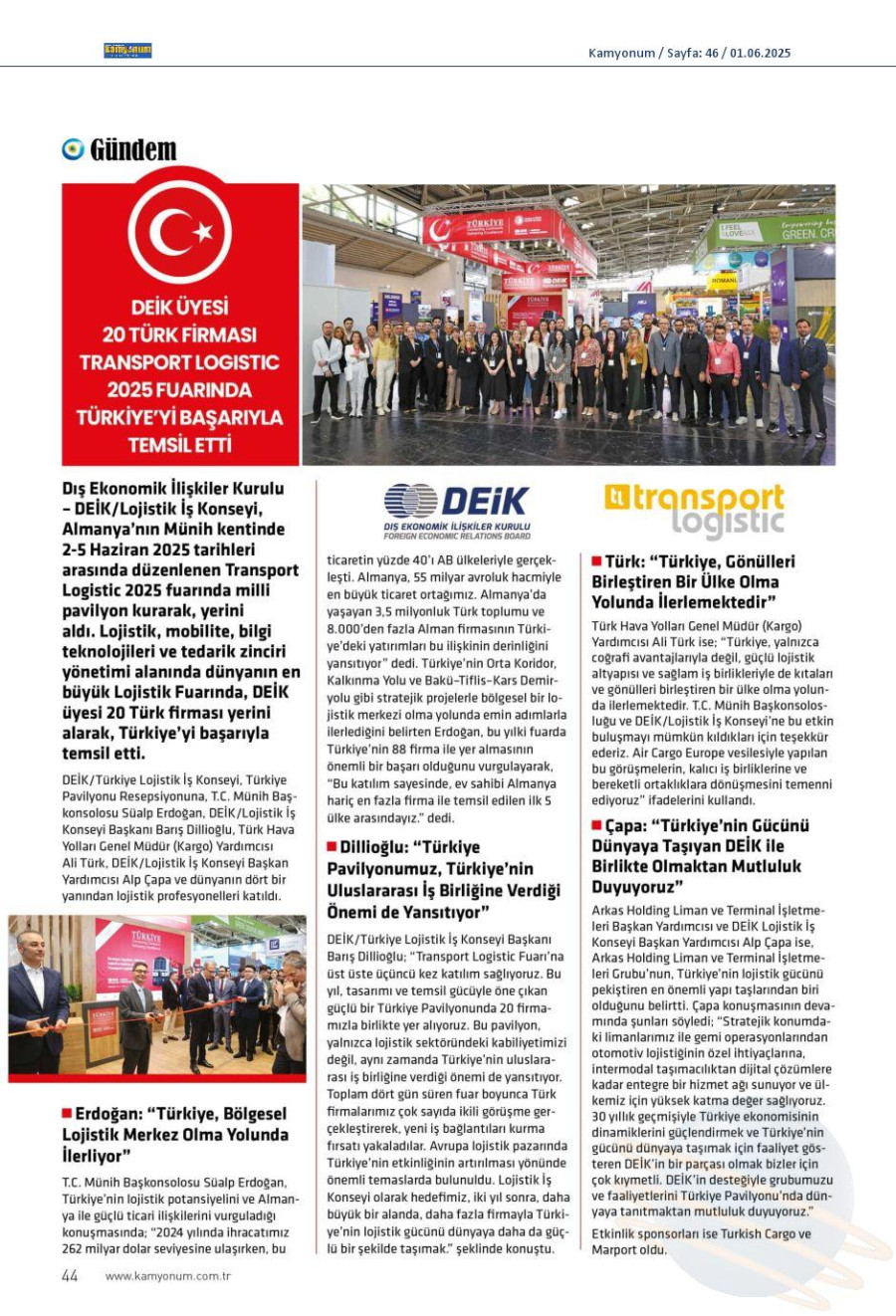 DEİK Üyesi 20 Türk Firması Transport Logistic 2025 Fuarı’nda Türkiye’yi Başarıyla Temsil Etti