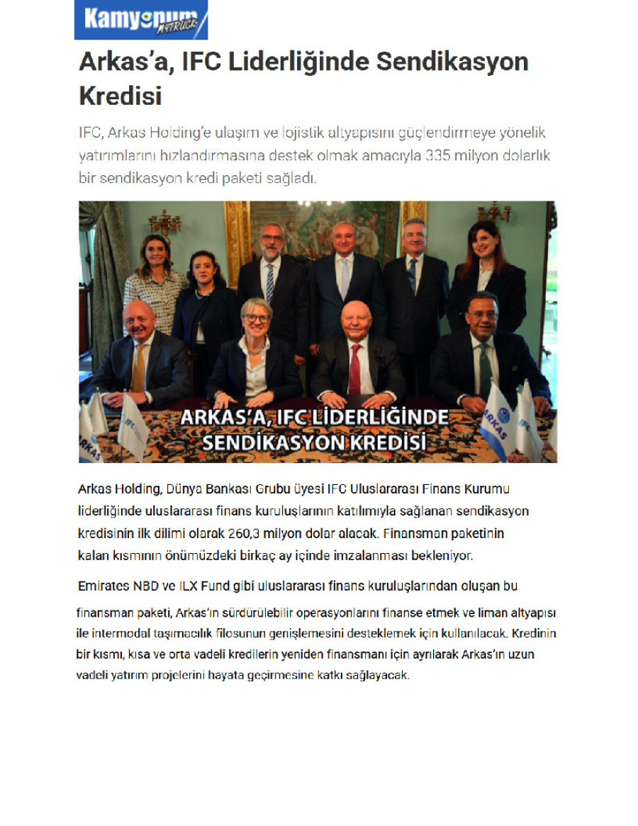 Arkas’a, IFC Liderliğinde Sendikasyon Kredisi