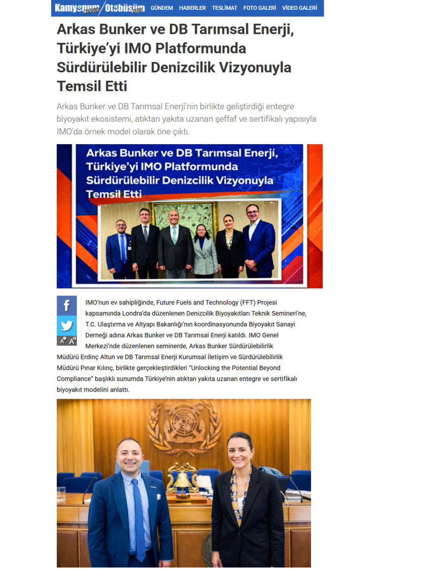 Arkas Bunker ve DB Tarımsal Enerji, Türkiye’yi IMO Platformunda Sürdürülebilir Denizcilik Vizyonuyla Temsil Etti