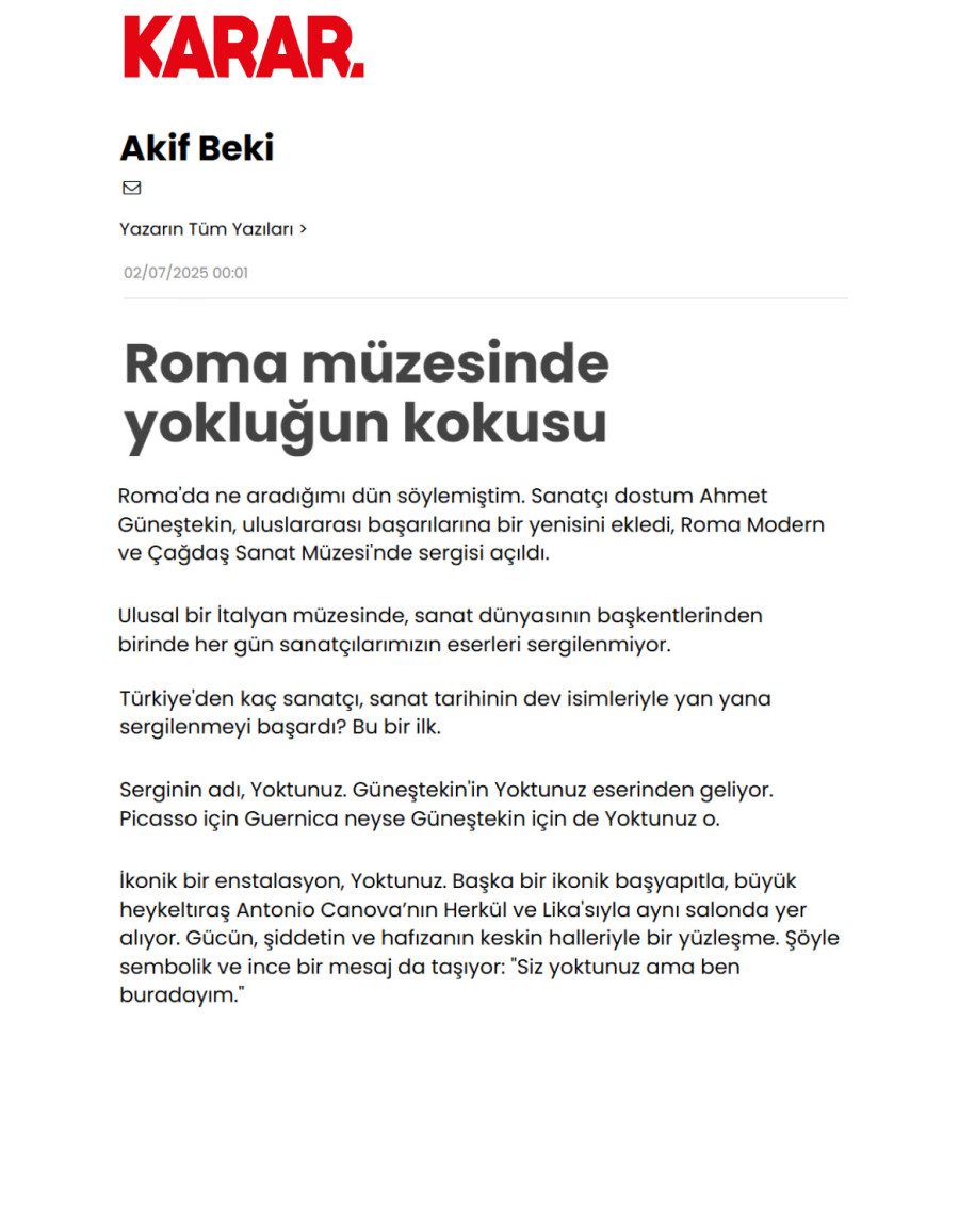 Roma Müzesi'nde Yokluğun Kokusu