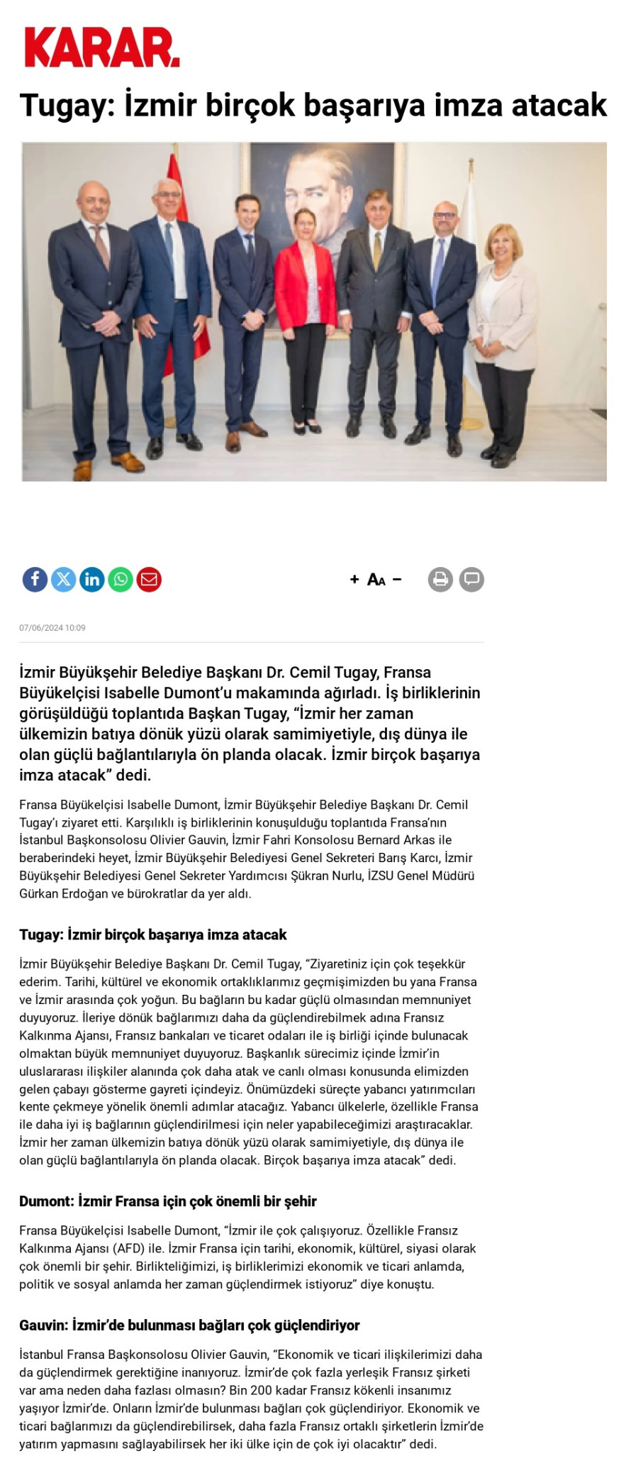 Tugay: İzmir birçok başarıya imza atacak
