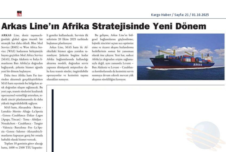Arkas Line'ın Afrika Stratejisinde Yeni Dönem
