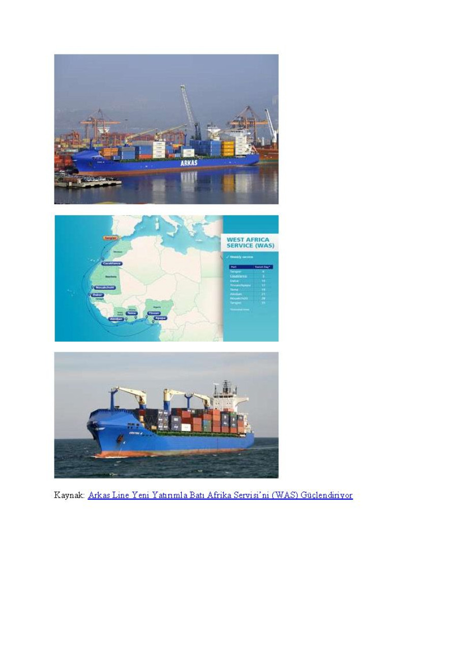 Arkas Line yeni yatırımla Batı Afrika Servisi'ni (WAS) güçlendiriyor