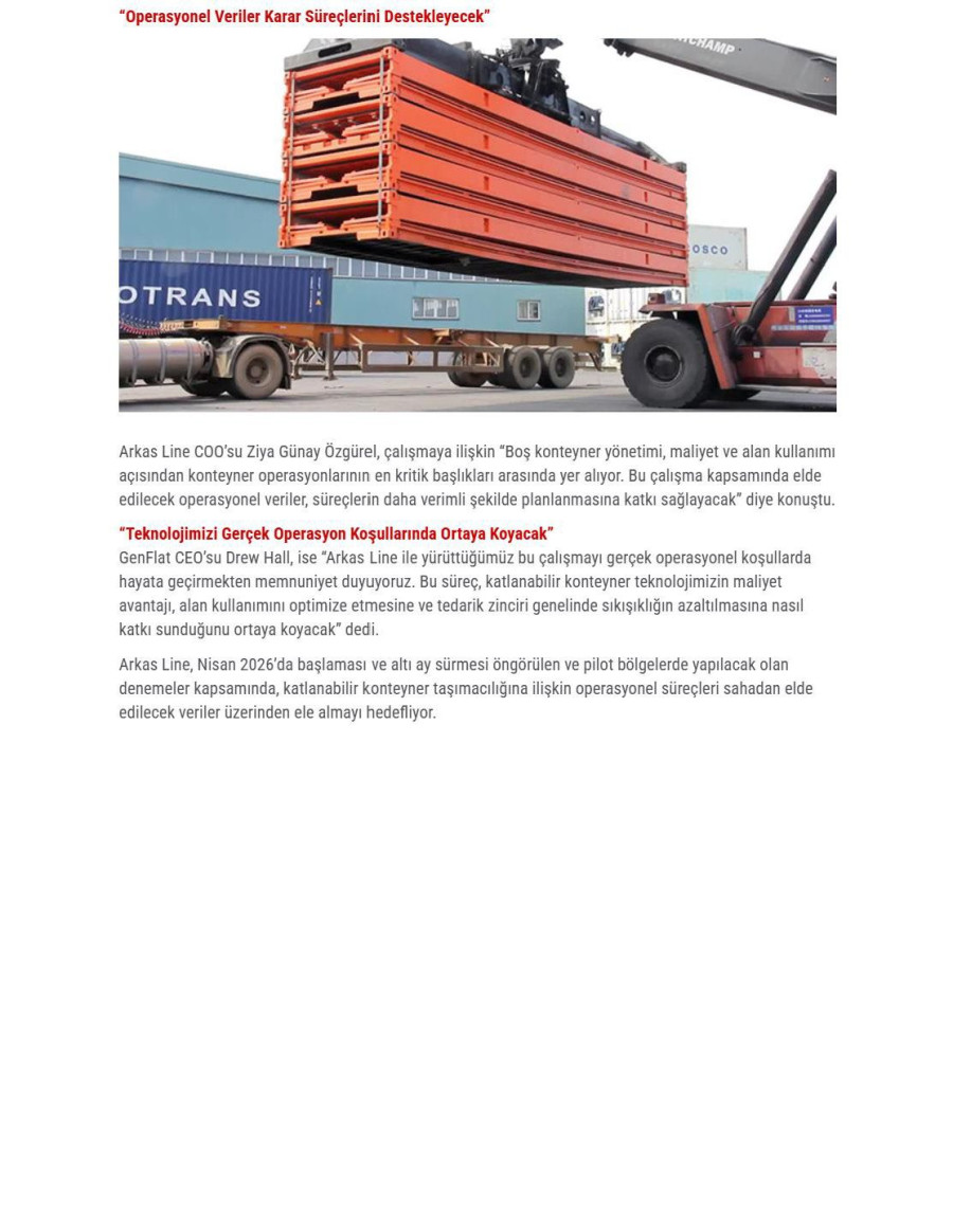 Arkas Line Boş Konteyner Yönetimi İçin Yeni Teknolojiyi Test Edecek 