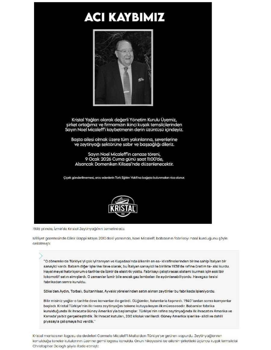 Kristal'in İkinci Kuşak Temsilcisi Noel Micaleff 91 Yaşında Hayatını Kaybetti