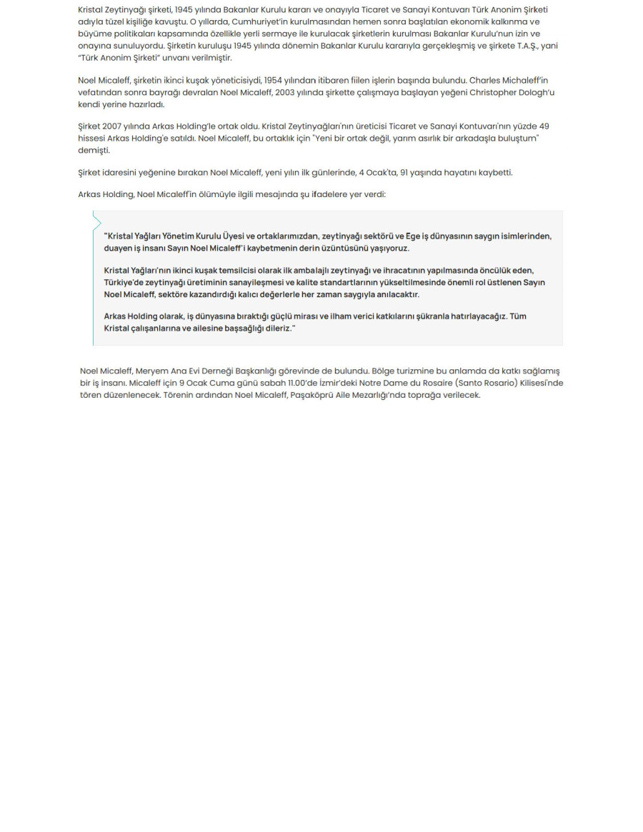 Kristal'in İkinci Kuşak Temsilcisi Noel Micaleff 91 Yaşında Hayatını Kaybetti