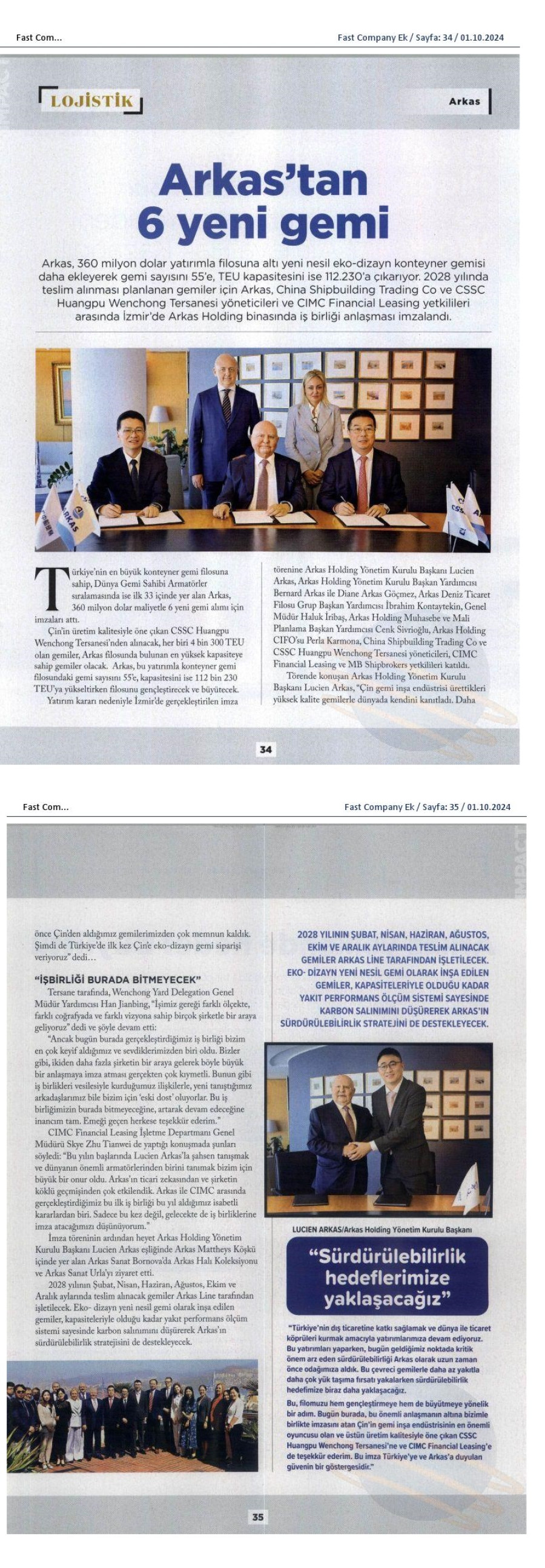 Arkas'tan 6 yeni gemi