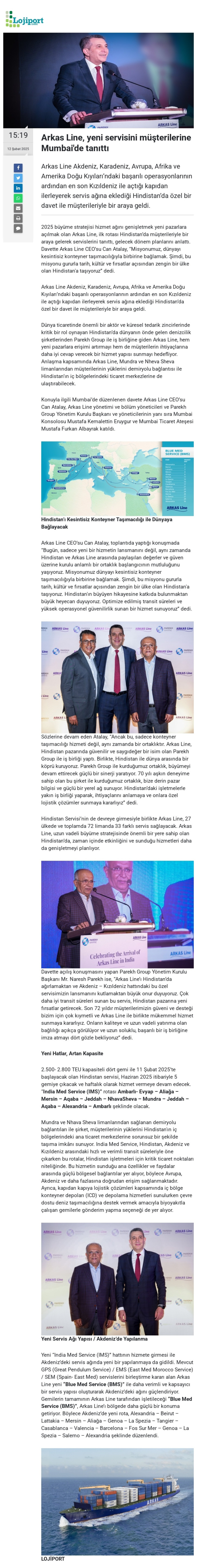 Arkas Line, yeni servisini müşterilerine Mumbai'de tanıttı