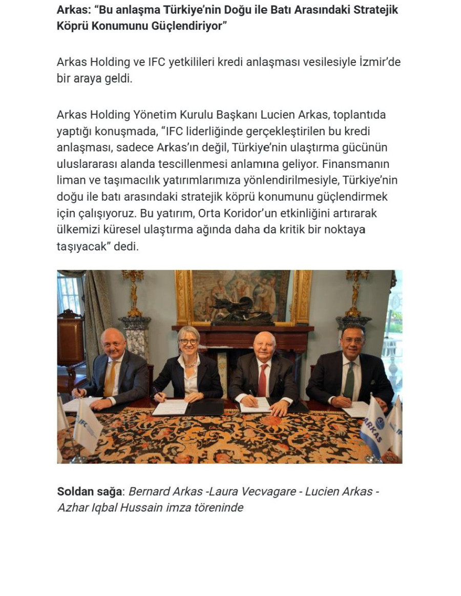 Arkas’a, 335 Milyon Dolarlık Sendikasyon Kredisi