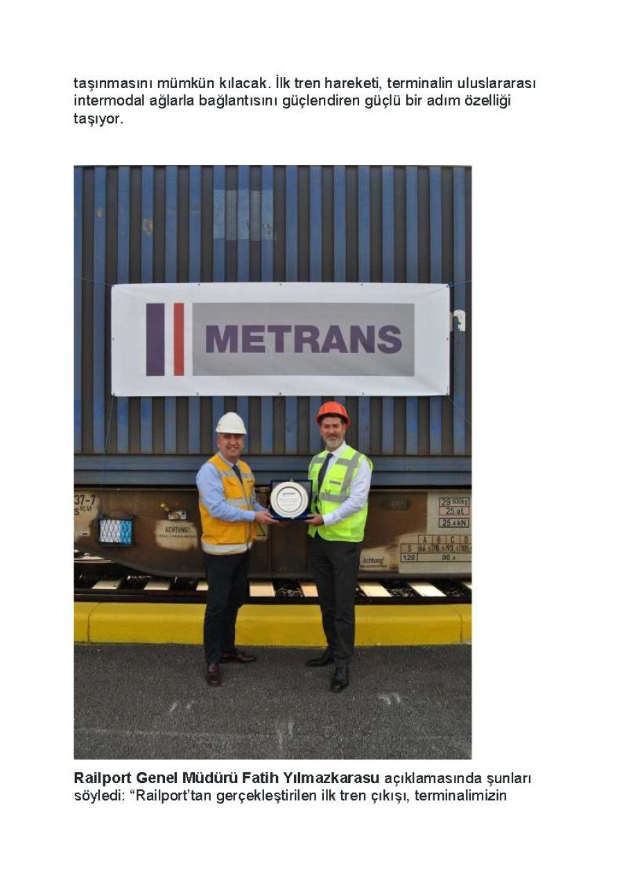 Railport’tan İlk Tren Çıkışı Gerçekleşti