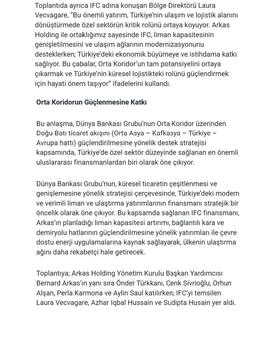 Arkas’a, 335 Milyon Dolarlık Sendikasyon Kredisi