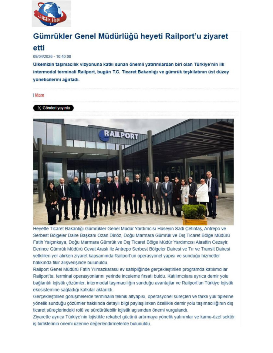 Gümrükler Genel Müdürlüğü Heyeti Railport’u Ziyaret Etti