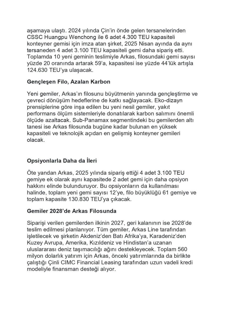 Arkas, 10 Yeni Gemiyle Filosunu Güçlendiriyor