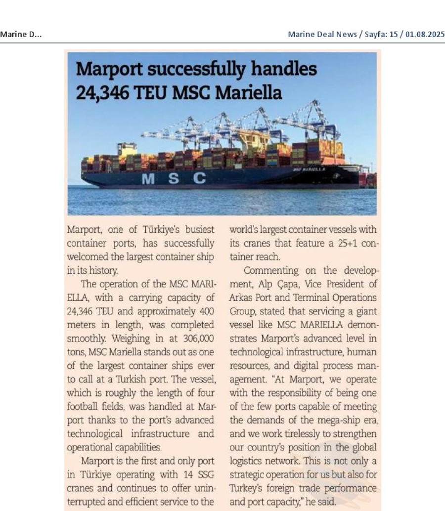 Marport Successfully Handles 24,346 Teu Msc Mariella