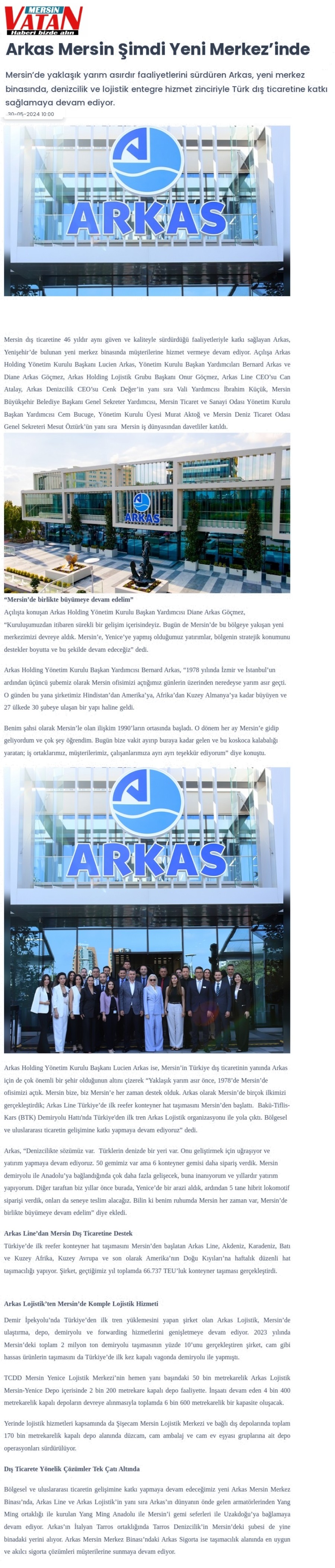 Arkas Mersin Şimdi Yeni Merkezinde
