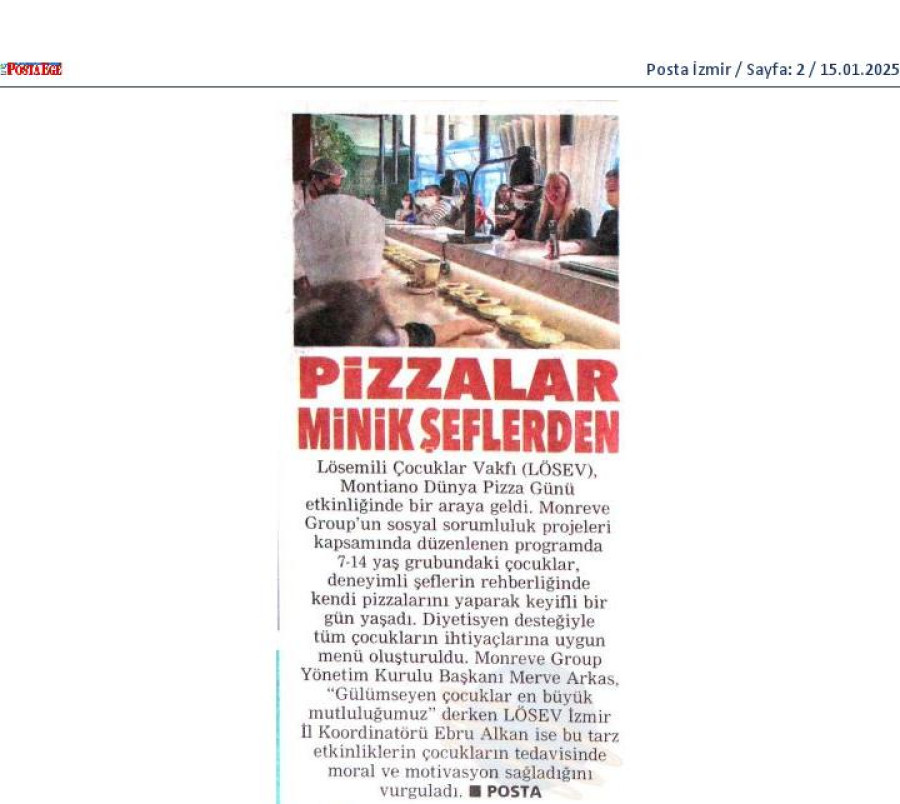 Pizzalar minik şeflerden