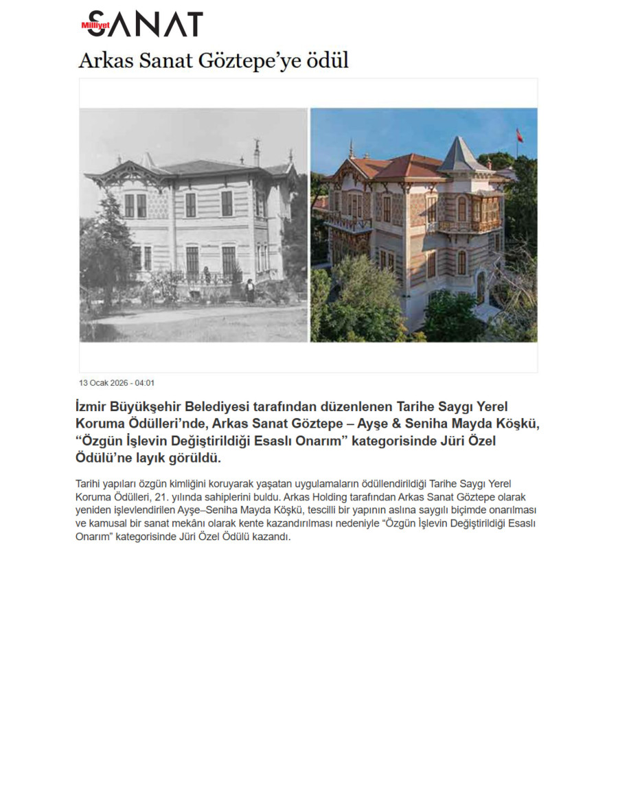Arkas Sanat Göztepe'ye Ödül