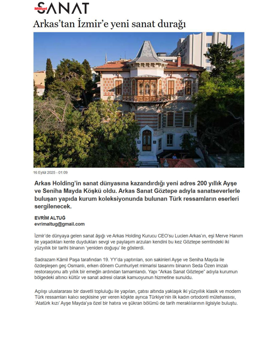 Arkas’tan İzmir’e Yeni Sanat Durağı