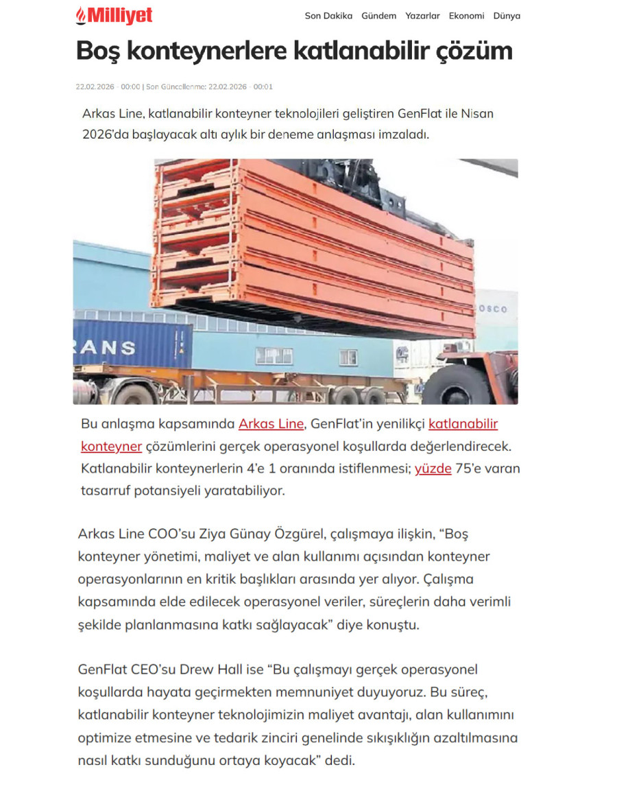 Boş Konteynerlere Katlanabilir Çözüm