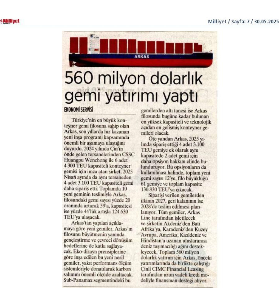560 Milyon Dolarlık Gemi Yatırımı Yaptı