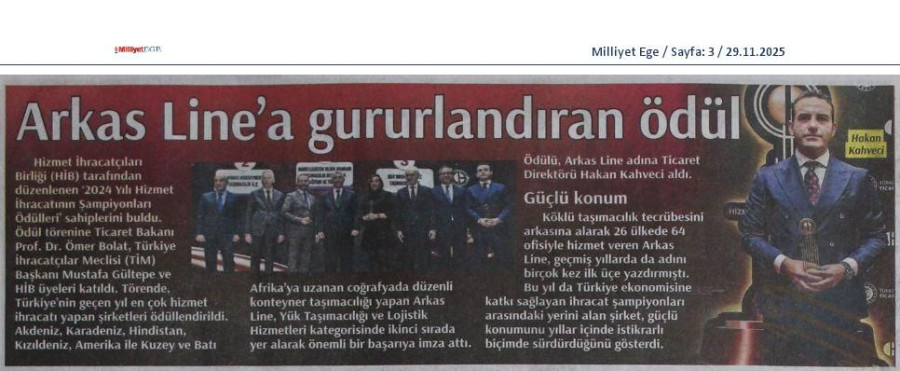 Arkas Line'a İkincilik Ödülü